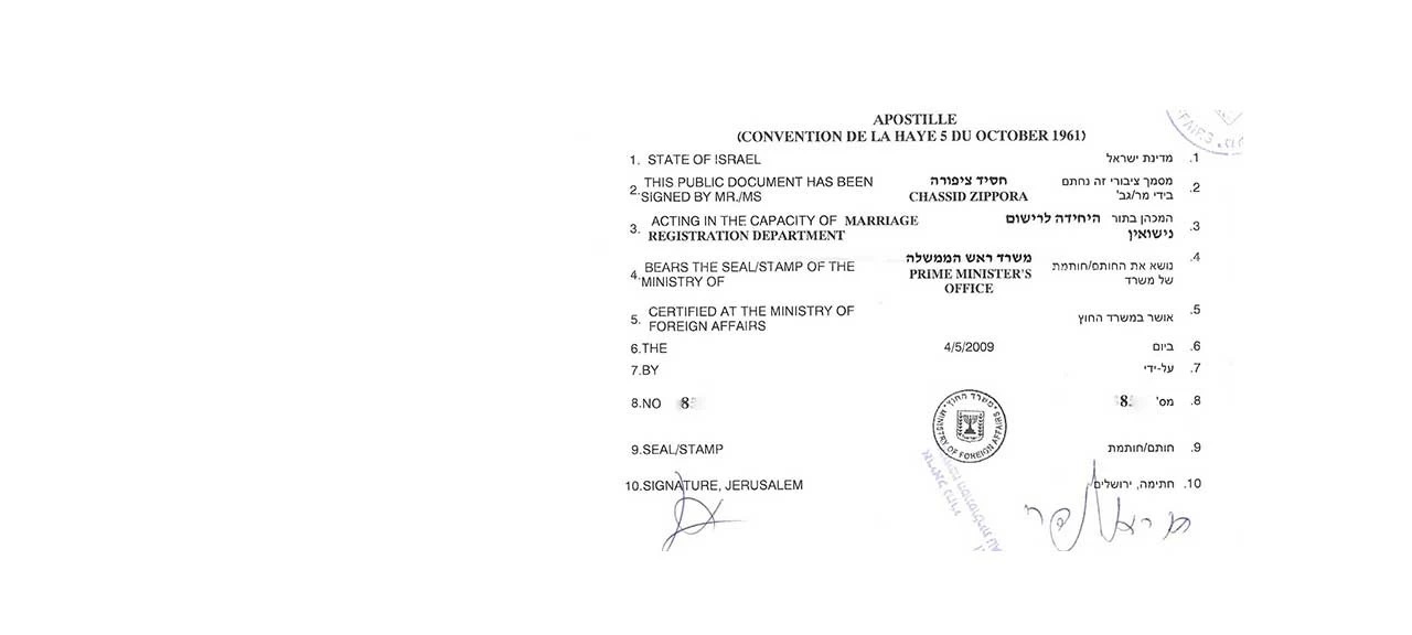 Апостиль документов и свидетельств.